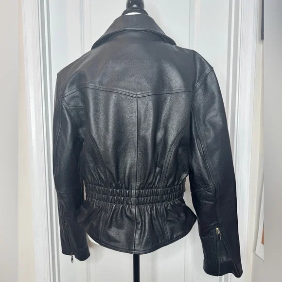 Himalaya Motor BikeWear Women’s Black Leather Motorcycle Jacket, Sz 6 - Picture 8 of 16